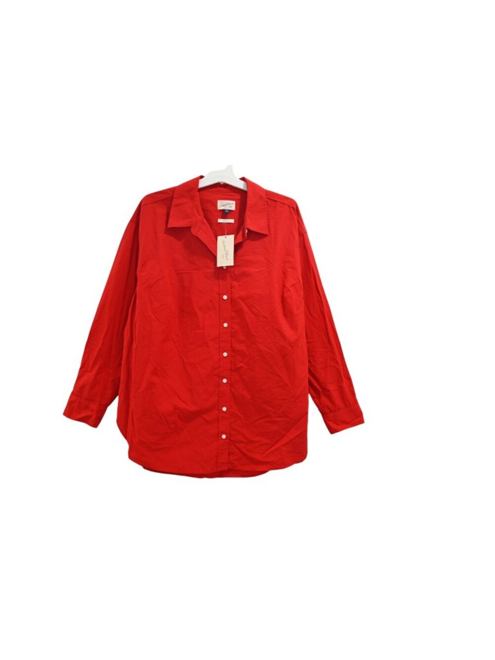 NWT Universal Thread Long Sleeve Button Up Shirt Sz XXL Red Oversized Fit Casual
